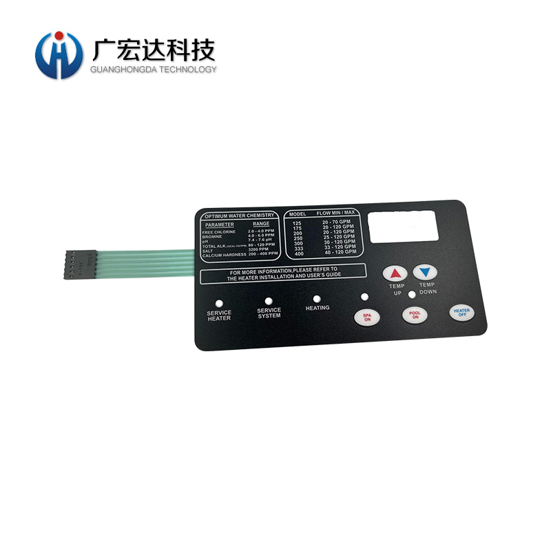 泳池和水療中心加熱器傳感器電氣系統(tǒng)控制面板鍵盤薄膜開關(guān)面板開關(guān)鼓包 薄膜按鍵